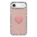 Custodia per telefono IMD Love Heart con strass flash su entrambi i lati, For iPhone 17, For iPhone Air