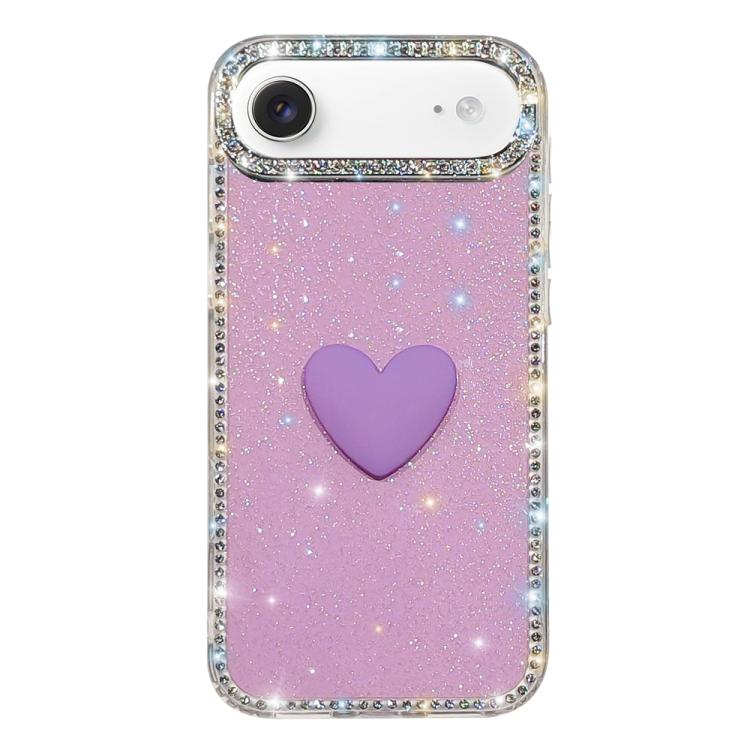 Custodia per telefono IMD Love Heart con strass flash su entrambi i lati, For iPhone 17, For iPhone Air