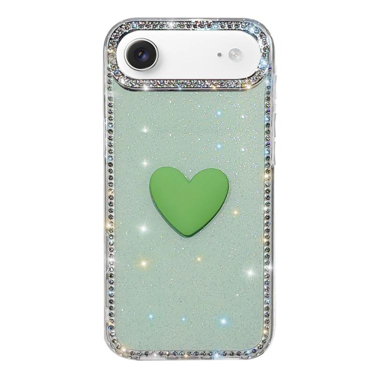 Custodia per telefono IMD Love Heart con strass flash su entrambi i lati, For iPhone 17, For iPhone Air
