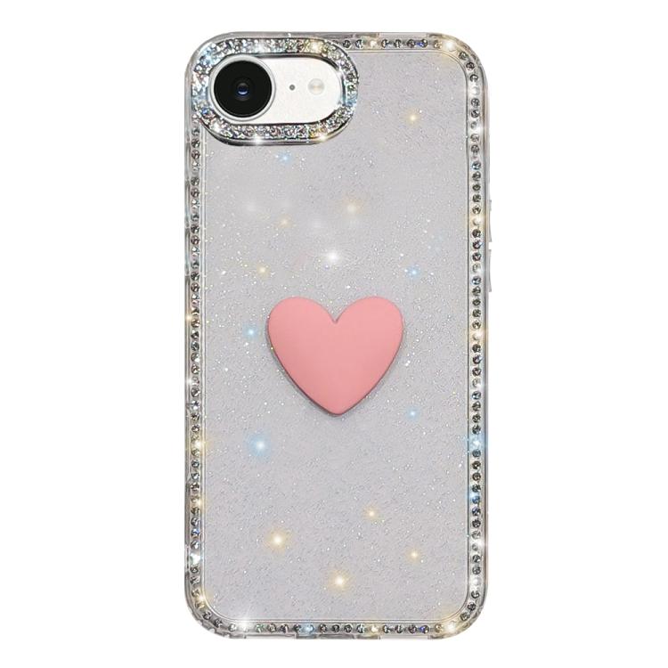 Custodia per telefono IMD Love Heart con strass flash su entrambi i lati, For iPhone 17e / 16e, For iPhone 17 Pro Max, For iPhone 17 Pro