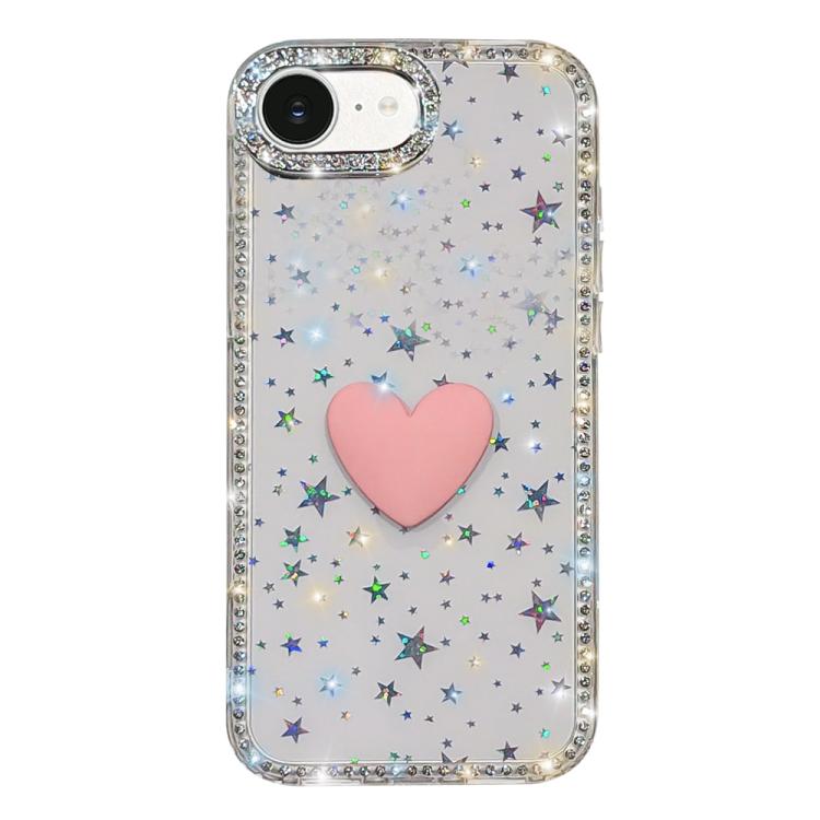 Custodia per telefono IMD Love Heart con strass flash su entrambi i lati, For iPhone 17e / 16e, For iPhone 17 Pro Max, For iPhone 17 Pro