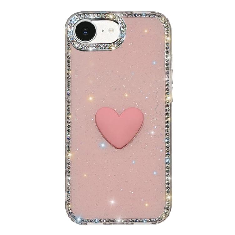 Custodia per telefono IMD Love Heart con strass flash su entrambi i lati, For iPhone 17e / 16e, For iPhone 17 Pro Max, For iPhone 17 Pro