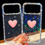 Custodia per telefono IMD Love Heart con strass flash su entrambi i lati, For iPhone 13