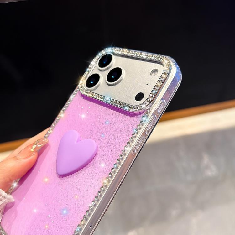 Custodia per telefono IMD Love Heart con strass flash su entrambi i lati, For iPhone 13 Pro Max, For iPhone 13 Pro