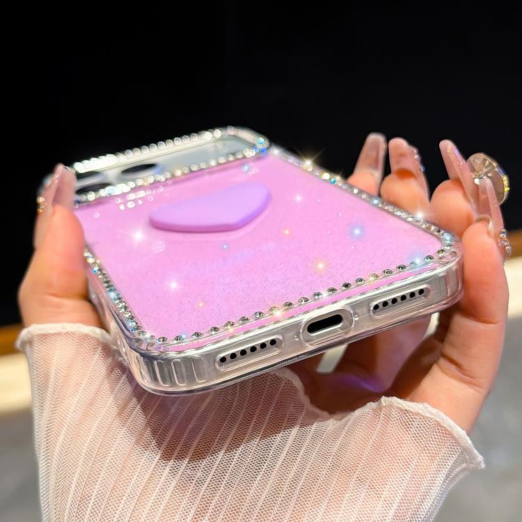 Custodia per telefono IMD Love Heart con strass flash su entrambi i lati, For iPhone 13