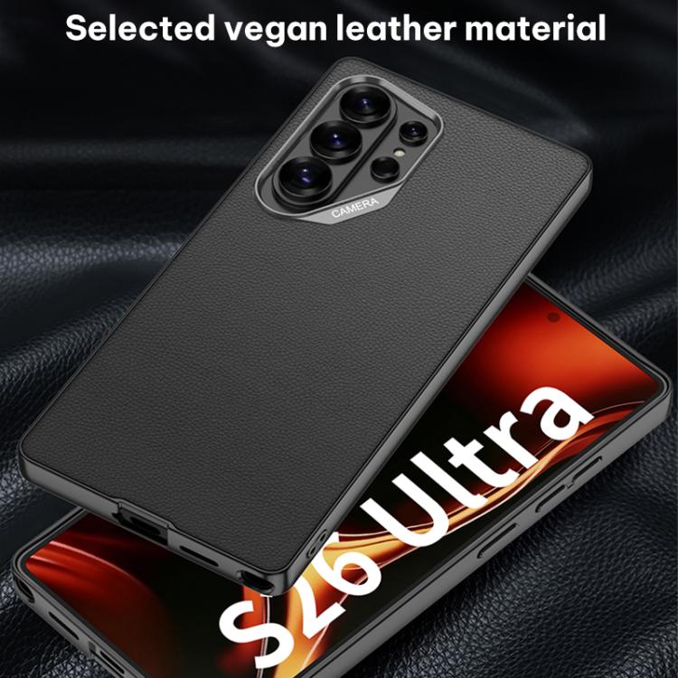 Custodia per telefono GKK in similpelle vegana con ampio foro per fotocamera, effetto metallo verniciato, senza penna., For Samsung Galaxy S26 Ultra 5G