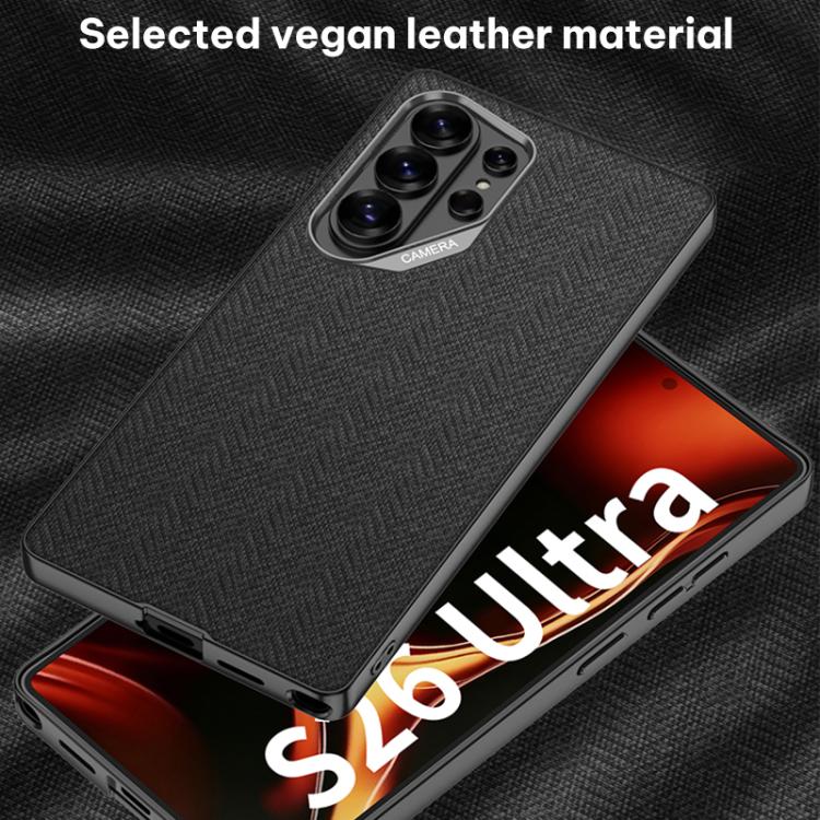Custodia per telefono GKK con ampio foro per fotocamera, finitura metallizzata effetto pelle vegana, in nylon e tessuto, senza penna., For Samsung Galaxy S26 Ultra 5G