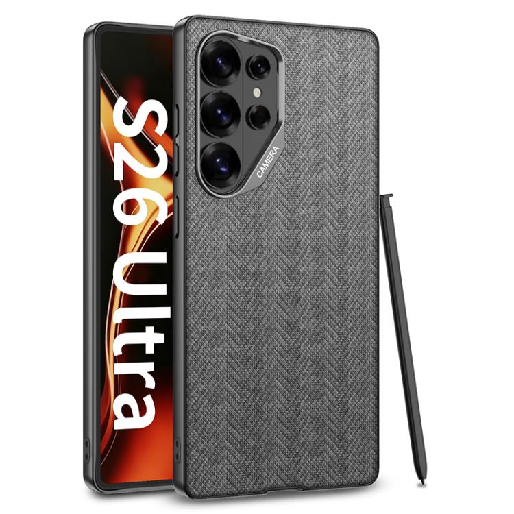 Custodia per telefono GKK con ampio foro per fotocamera, finitura metallizzata effetto pelle vegana, in nylon e tessuto, senza penna., For Samsung Galaxy S26 Ultra 5G