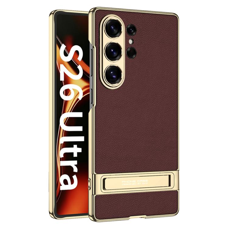 Custodia per telefono GKK Triumph ultra sottile in pelle liscia con supporto, For Samsung Galaxy S26 Ultra 5G