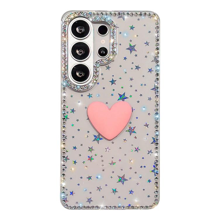 Custodia per telefono IMD Love Heart con strass flash su entrambi i lati, For Samsung Galaxy S26+ 5G, For Samsung Galaxy S26 Ultra 5G