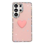 Custodia per telefono IMD Love Heart con strass flash su entrambi i lati, For Samsung Galaxy S25 Ultra 5G, For Samsung Galaxy S24 FE 5G