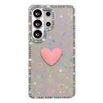 Custodia per telefono IMD Love Heart con strass flash su entrambi i lati, For Samsung Galaxy S24 5G, For Samsung Galaxy S23 Ultra 5G