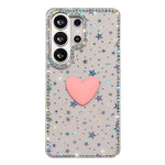 Custodia per telefono IMD Love Heart con strass flash su entrambi i lati, For Samsung Galaxy S24 5G, For Samsung Galaxy S23 Ultra 5G