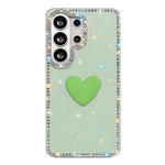 Custodia per telefono IMD Love Heart con strass flash su entrambi i lati, For Samsung Galaxy S24 5G, For Samsung Galaxy S23 Ultra 5G