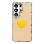 Custodia per telefono IMD Love Heart con strass flash su entrambi i lati, For Samsung Galaxy S24 5G, For Samsung Galaxy S23 Ultra 5G