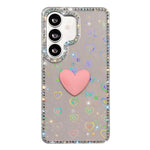 Custodia per telefono IMD Love Heart con strass flash su entrambi i lati, For Samsung Galaxy S25 Ultra 5G, For Samsung Galaxy S24 FE 5G