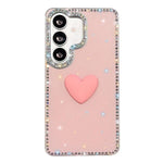 Custodia per telefono IMD Love Heart con strass flash su entrambi i lati, For Samsung Galaxy S25 Ultra 5G, For Samsung Galaxy S24 FE 5G