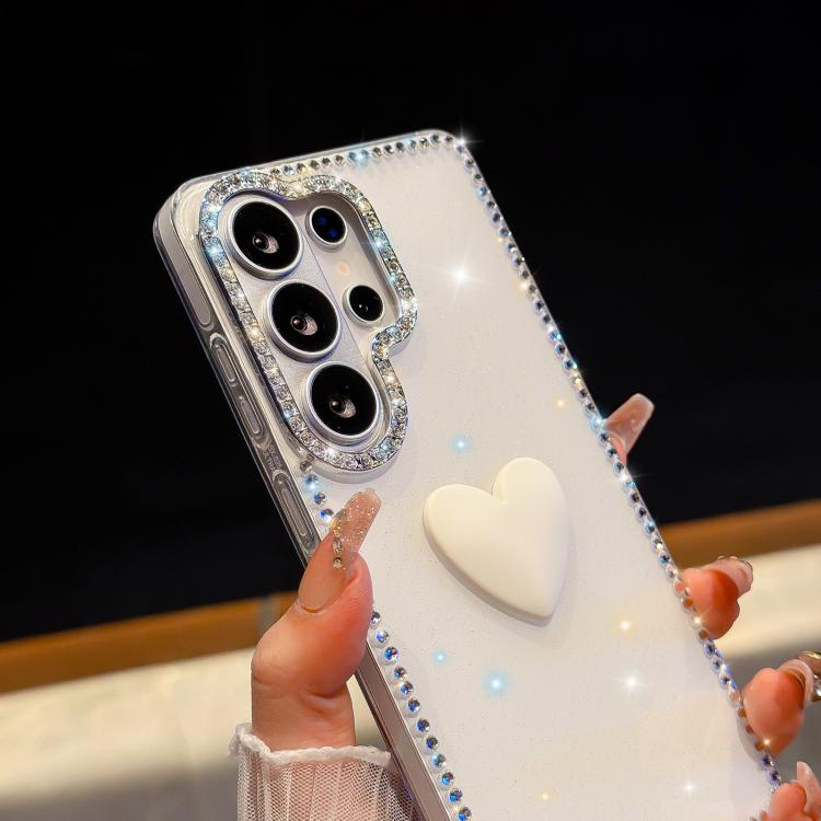 Custodia per telefono IMD Love Heart con strass flash su entrambi i lati, For Samsung Galaxy S26+ 5G, For Samsung Galaxy S26 Ultra 5G