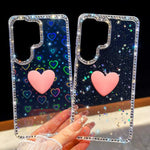 Custodia per telefono IMD Love Heart con strass flash su entrambi i lati, For Samsung Galaxy A57 5G, For Samsung Galaxy A37 5G