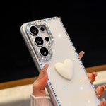 Custodia per telefono IMD Love Heart con strass flash su entrambi i lati, For Samsung Galaxy A57 5G, For Samsung Galaxy A37 5G