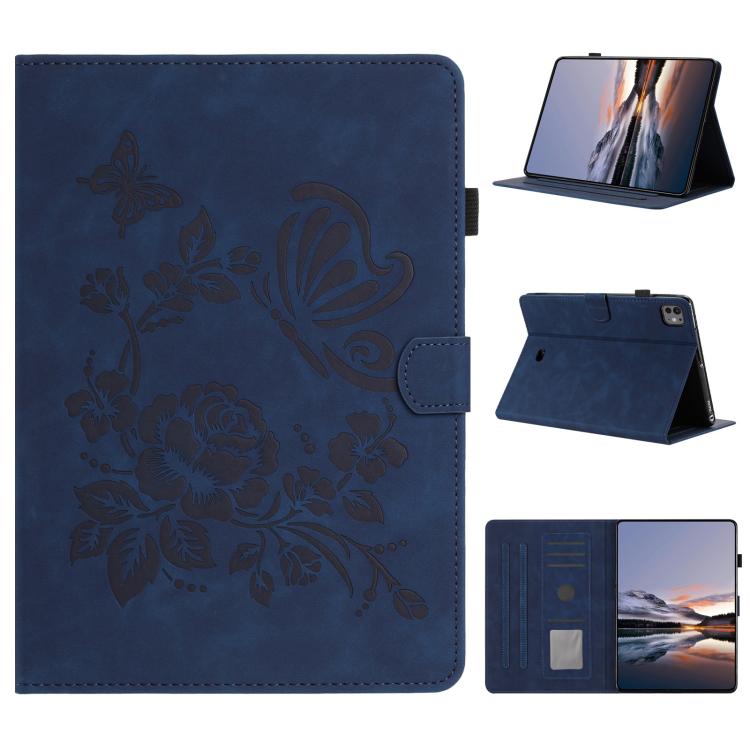 Custodia per tablet in pelle con stampa a rilievo "Farfalla ama i fiori", For iPad Air 11 2026 / 2025 / 2024, For iPad 2025 / 2022, For iPad mini 2024 / mini 6, For iPad 10.2 2021 / 10.5 2019