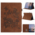 Custodia per tablet in pelle con stampa a rilievo "Farfalla ama i fiori", For iPad Air 11 2026 / 2025 / 2024, For iPad 2025 / 2022, For iPad mini 2024 / mini 6, For iPad 10.2 2021 / 10.5 2019