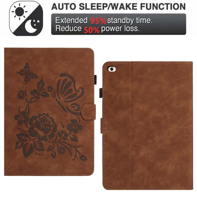 Custodia per tablet in pelle con stampa a rilievo "Farfalla ama i fiori", For iPad mini 5 / 4 / 3 / 2 / 1, For iPad 9.7 2018 / 2017