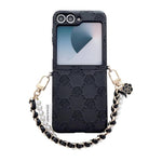 Custodia per telefono con cinturino e fibbia laterale, con motivo a rosa in rilievo., For Samsung Galaxy Z Flip6 / Flip7 FE, For Samsung Galaxy Z Flip7 5G, For Samsung Galaxy Z Flip5