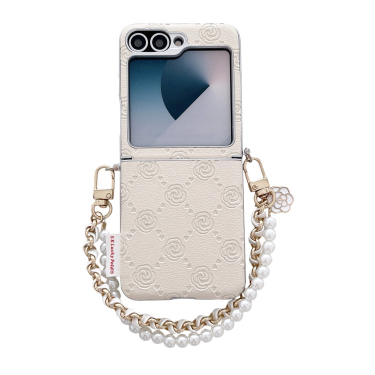 Custodia per telefono con cinturino e fibbia laterale, con motivo a rosa in rilievo., For Samsung Galaxy Z Flip6 / Flip7 FE, For Samsung Galaxy Z Flip7 5G, For Samsung Galaxy Z Flip5