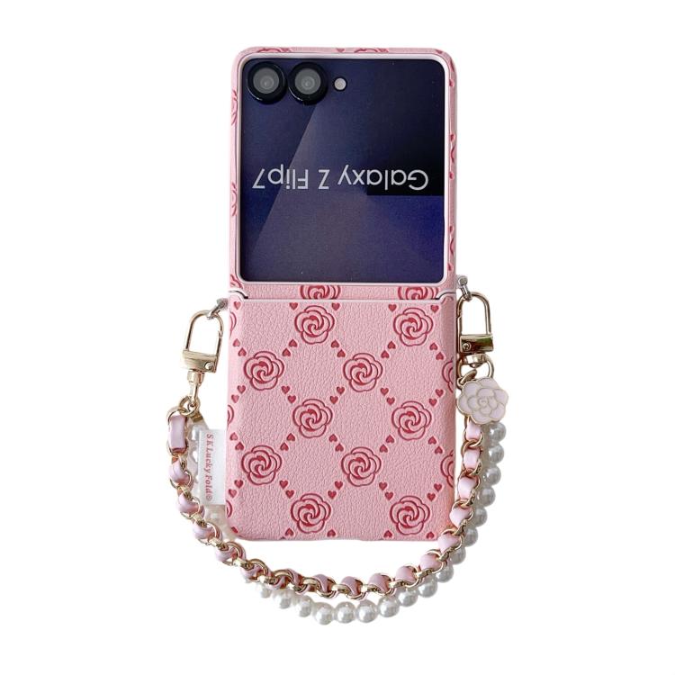 Custodia per telefono con cinturino e fibbia laterale, con motivo a rosa in rilievo., For Samsung Galaxy Z Flip6 / Flip7 FE, For Samsung Galaxy Z Flip7 5G, For Samsung Galaxy Z Flip5