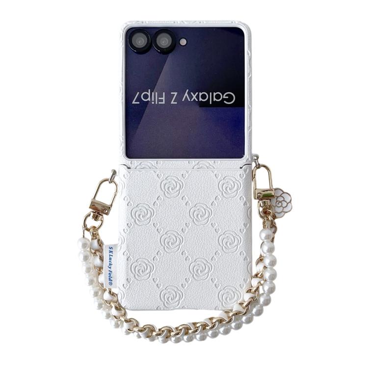 Custodia per telefono con cinturino e fibbia laterale, con motivo a rosa in rilievo., For Samsung Galaxy Z Flip6 / Flip7 FE, For Samsung Galaxy Z Flip7 5G, For Samsung Galaxy Z Flip5