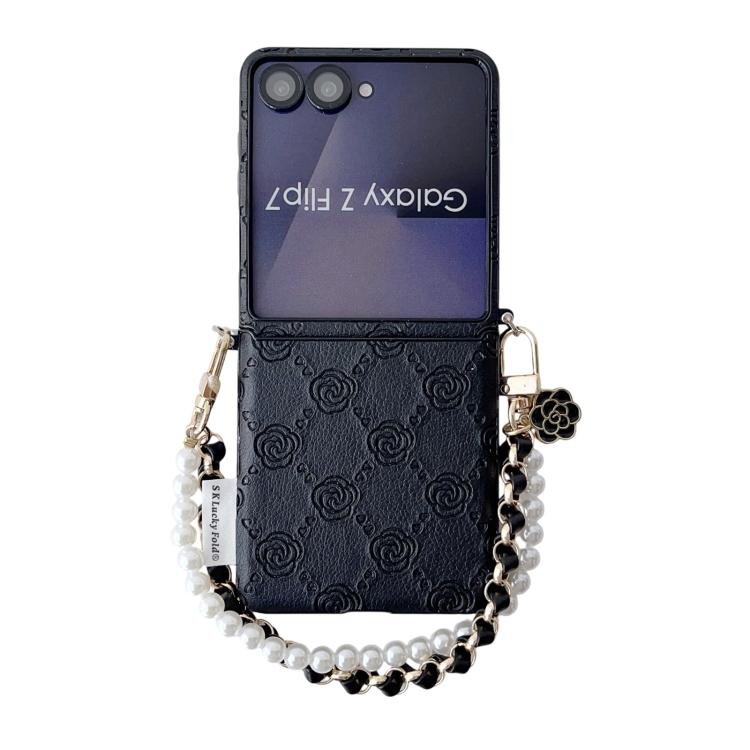 Custodia per telefono con cinturino e fibbia laterale, con motivo a rosa in rilievo., For Samsung Galaxy Z Flip6 / Flip7 FE, For Samsung Galaxy Z Flip7 5G, For Samsung Galaxy Z Flip5
