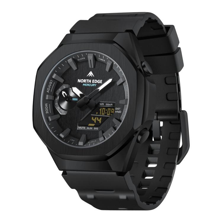 Orologio elettronico luminoso NORTH EDGE Mercury Outdoor Sports in lega di zinco, impermeabile fino a 5 ATM.