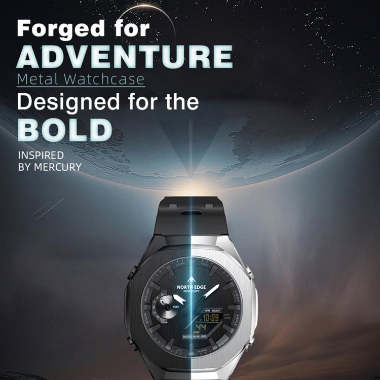 Orologio elettronico luminoso NORTH EDGE Mercury Outdoor Sports in lega di zinco, impermeabile fino a 5 ATM.