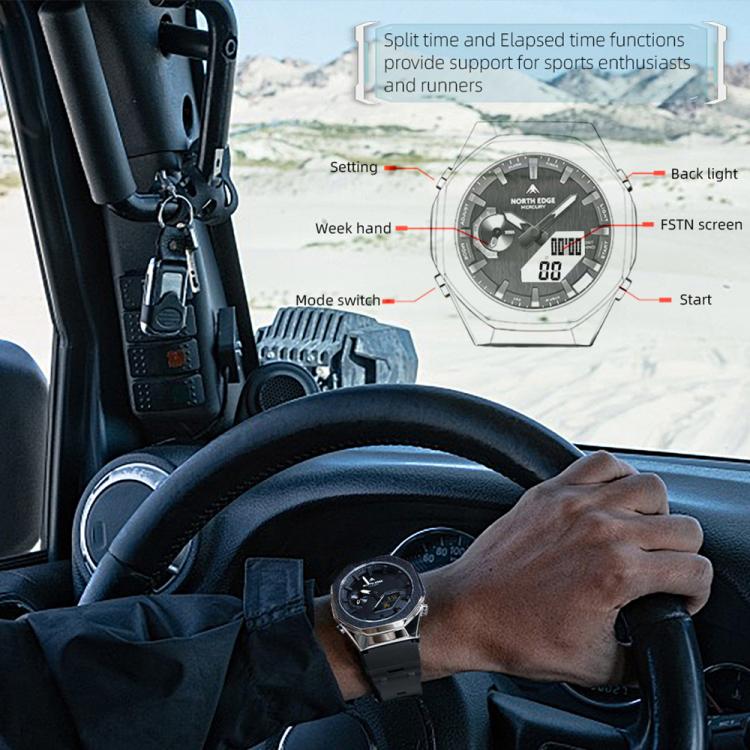 Orologio elettronico luminoso NORTH EDGE Mercury Outdoor Sports in lega di zinco, impermeabile fino a 5 ATM.