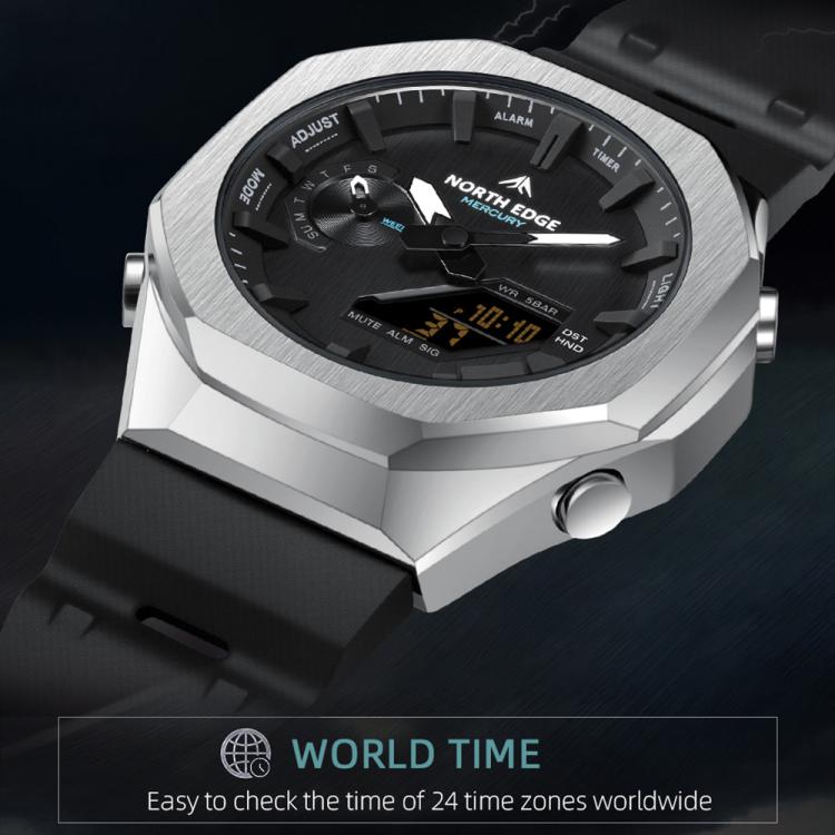 Orologio elettronico luminoso NORTH EDGE Mercury Outdoor Sports in lega di zinco, impermeabile fino a 5 ATM.