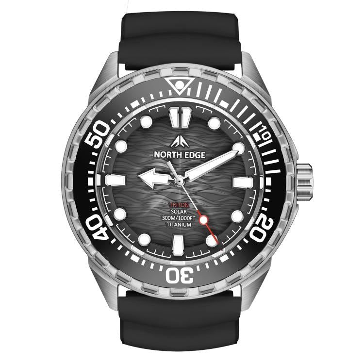 Orologio subacqueo professionale da esterno NORTH EDGE TRITON-TI in lega di titanio, a energia solare.