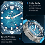 Orologio subacqueo professionale da esterno NORTH EDGE TRITON-TI in lega di titanio, a energia solare.