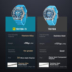 Orologio subacqueo professionale da esterno NORTH EDGE TRITON-TI in lega di titanio, a energia solare.