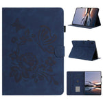 Custodia per tablet in pelle con stampa a rilievo "Farfalla ama i fiori", For Samsung Galaxy Tab A11+ / A9+, For Samsung Galaxy Tab S9 / S9 FE, For Samsung Galaxy Tab S11, For Samsung Galaxy Tab S10 FE+