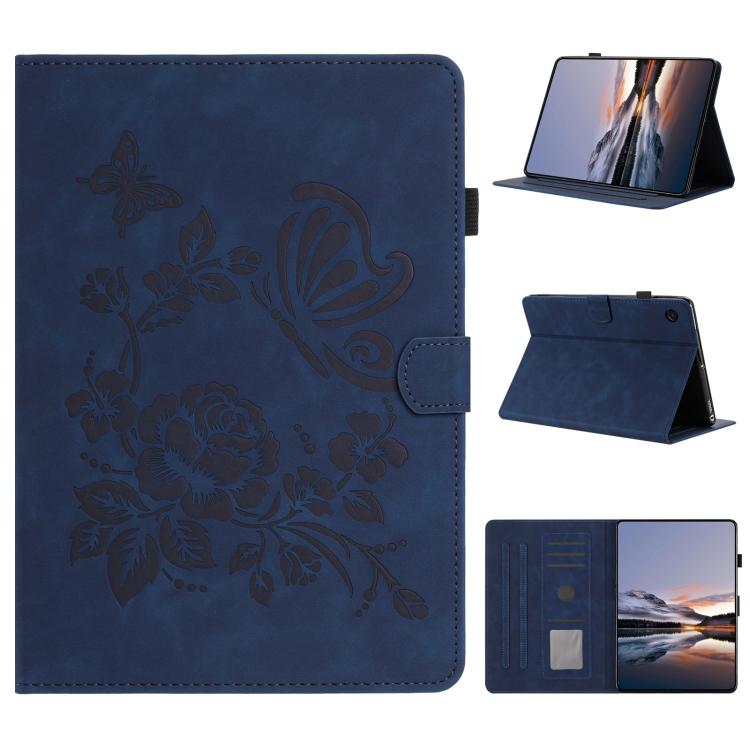 Custodia per tablet in pelle con stampa a rilievo "Farfalla ama i fiori", For Samsung Galaxy Tab A11+ / A9+, For Samsung Galaxy Tab S9 / S9 FE, For Samsung Galaxy Tab S11, For Samsung Galaxy Tab S10 FE+