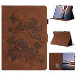 Custodia per tablet in pelle con stampa a rilievo "Farfalla ama i fiori", For Samsung Galaxy Tab A11+ / A9+, For Samsung Galaxy Tab S9 / S9 FE, For Samsung Galaxy Tab S11, For Samsung Galaxy Tab S10 FE+