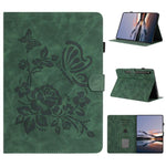 Custodia per tablet in pelle con stampa a rilievo "Farfalla ama i fiori", For Samsung Galaxy Tab A11+ / A9+, For Samsung Galaxy Tab S9 / S9 FE, For Samsung Galaxy Tab S11, For Samsung Galaxy Tab S10 FE+