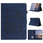 Custodia per tablet in pelle con stampa a rilievo "Farfalla ama i fiori", For Samsung Galaxy Tab A11+ / A9+, For Samsung Galaxy Tab S9 / S9 FE, For Samsung Galaxy Tab S11, For Samsung Galaxy Tab S10 FE+