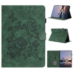 Custodia per tablet in pelle con stampa a rilievo "Farfalla ama i fiori", For Samsung Galaxy Tab S6 Lite P610, For Samsung Galaxy Tab S8 / S7, For Samsung Galaxy Tab A8 2021 X200, For Samsung Galaxy Tab A7 2020 T500