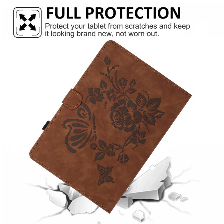 Custodia per tablet in pelle con stampa a rilievo "Farfalla ama i fiori", For Samsung Galaxy Tab S6 Lite P610, For Samsung Galaxy Tab S8 / S7, For Samsung Galaxy Tab A8 2021 X200, For Samsung Galaxy Tab A7 2020 T500