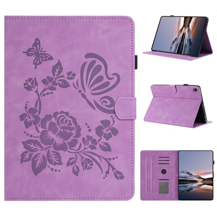 Custodia per tablet in pelle con stampa a rilievo "Farfalla ama i fiori"., For Samsung Galaxy Tab A11 / A9, For Samsung Galaxy Tab A7 Lite T220, For Samsung Galaxy Tab A 10.1 2019