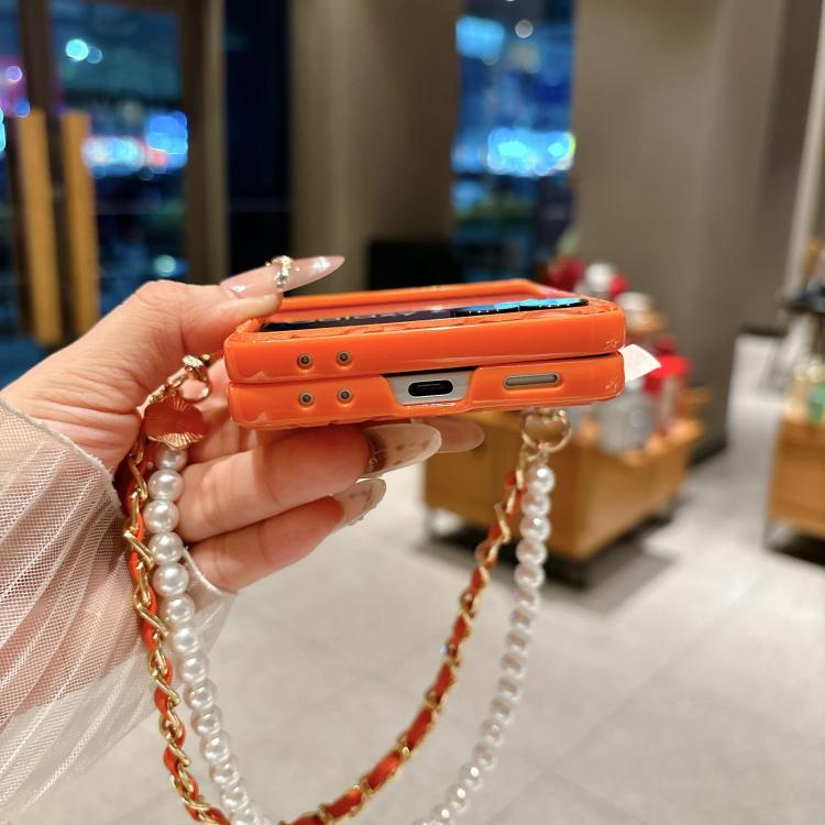 Custodia per telefono con cinturino e fibbia laterale, decorata con camelia in rilievo., For Samsung Galaxy Z Flip7 5G