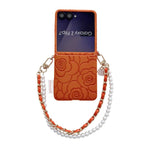 Custodia per telefono con cinturino e fibbia laterale, decorata con camelia in rilievo., For Samsung Galaxy Z Flip7 5G