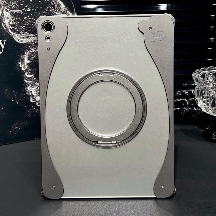 Custodia ibrida per tablet in acrilico trasparente smaltato bianco e metallo con supporto, For iPad Air 13 2026 / 2025 / 2024, For iPad Air 11 2026 / 2025 / 2024, For iPad Pro 13 2025 / 2024, For iPad Pro 11 2025 / 2024, For iPad 2025 / 2022